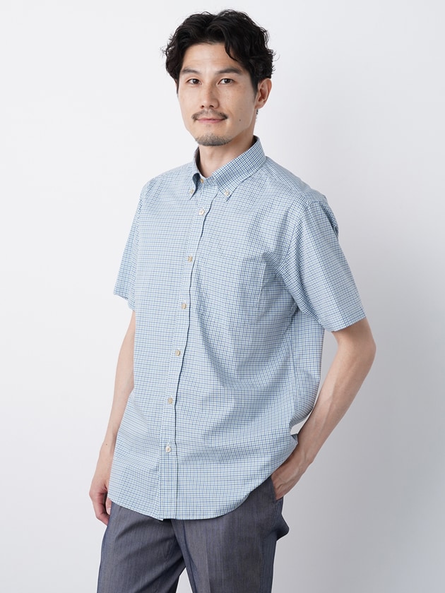シンプルライフ・ LIBERTY FABRIC ボタンダウン 半袖 シャツ LIBERTY. リバティ ブラウス プリント 半袖 ボタンダウンシャツ
