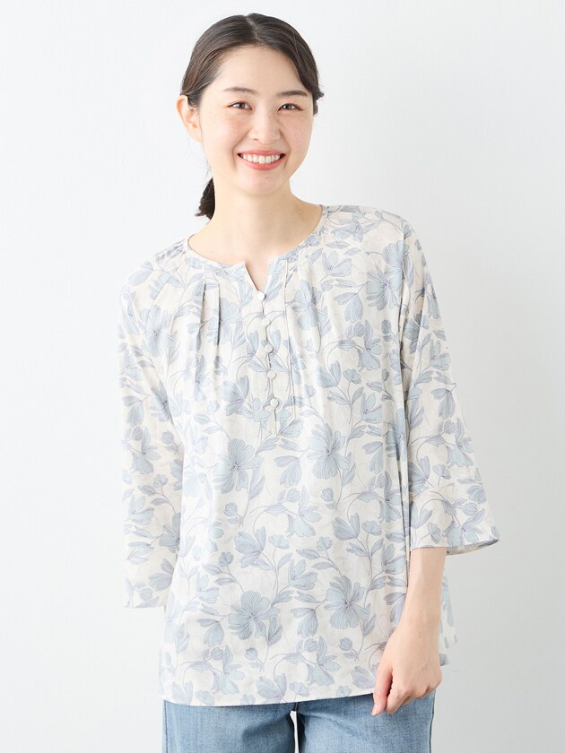 エレメント オブ シンプルライフ（element of SIMPLE LIFE）/ドローイングフラワープリントブラウス ドローイングフラワープリントブラウス | エレメント オブ シンプル