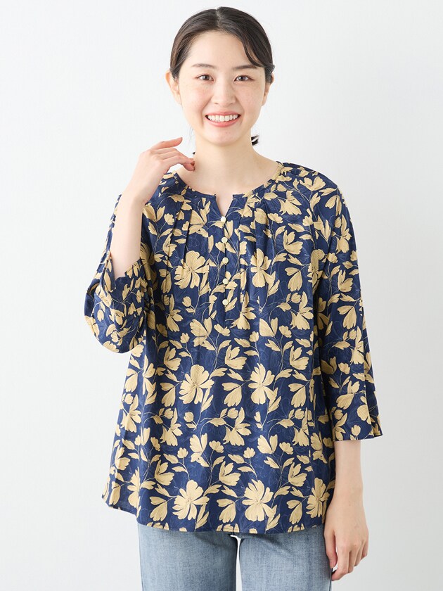 ドローイングフラワープリントブラウス | エレメント オブ シンプル