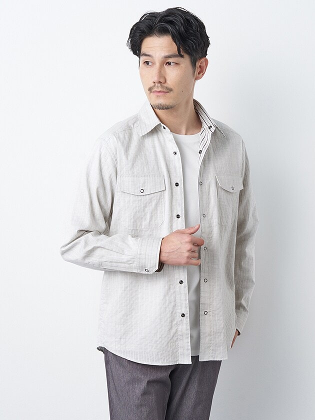 オルタネートストライプ長袖シャツ | エレメント オブ シンプルライフ