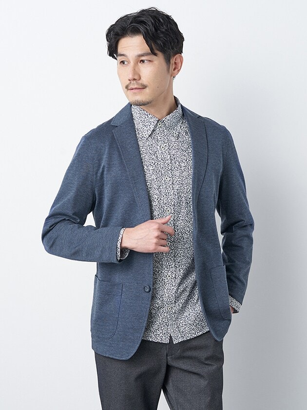 【極美品✨】コムサイズム デニム調 セットアップ リネン 紺 サイズ L XL セットアップ対応】 ウォッシャブル デニム調 ジャージー