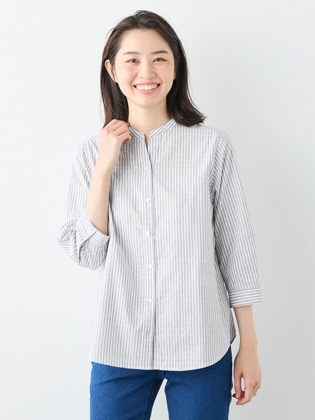 エレメント オブ シンプルライフ（element of SIMPLE LIFE）/レイヤージャカードストライプブラウス ﾚｲﾔｰｼﾞｬｶｰﾄﾞｽﾄﾗｲﾌﾟﾌﾞﾗｳｽ | エレメント オブ シンプルライフ(element of