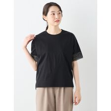 ﾚｰｽ袖切り替えﾌﾟﾙｵｰﾊﾞｰ