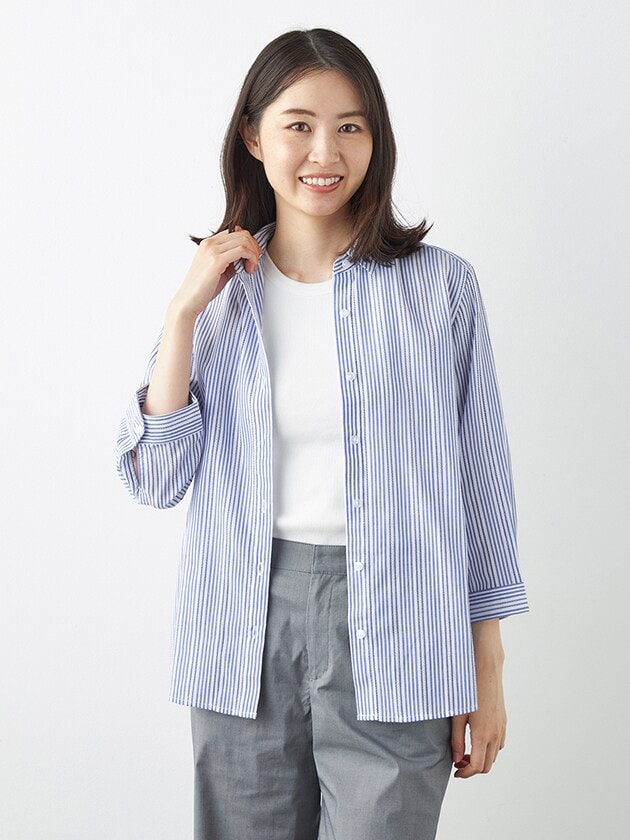 SIMPLE LIFE シンプルライフ 最旬 快適ストレッチ コードレーン調 新品 ストライプ 裏メッシュ ジャケット ブレザー L 紺白▲030▼0716_254