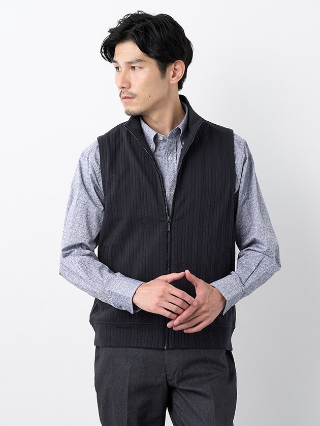 前開きウォッシャブルニットベスト | エレメント オブ シンプルライフ