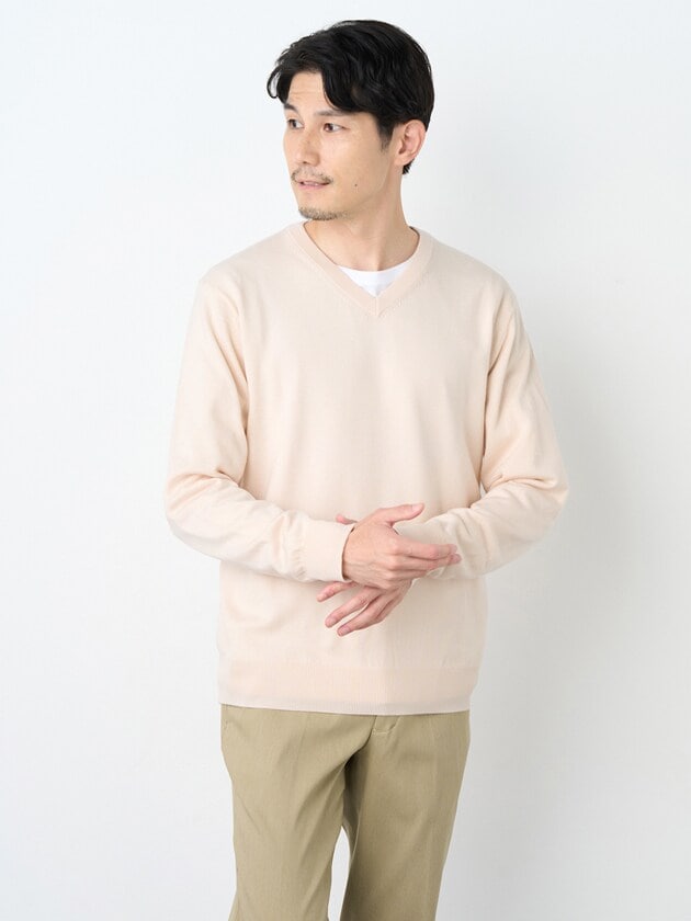 Vネックウォッシャブルニット | エレメント オブ シンプルライフ