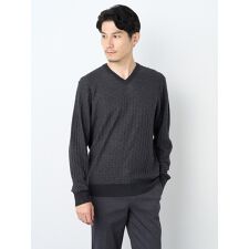Ｖネック千鳥ウォッシャブルニット
