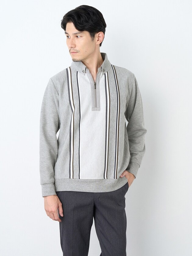 ヘリンボンストライプ長袖シャツアウター | エレメント オブ シンプル