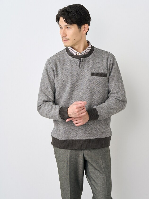 エレメント オブ シンプルライフ（element of SIMPLE LIFE）/異素材フェアアイルハーフジップニット 異素材フェアアイルハーフジップニット | エレメント オブ シンプル