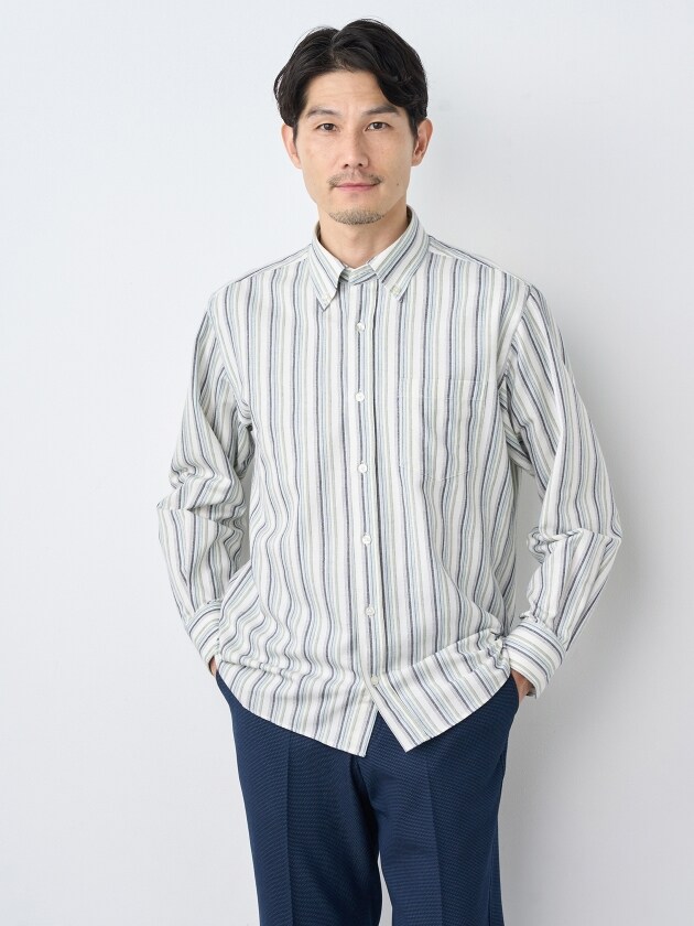 椿ウールマルチストライプ長袖シャツ | エレメント オブ シンプル