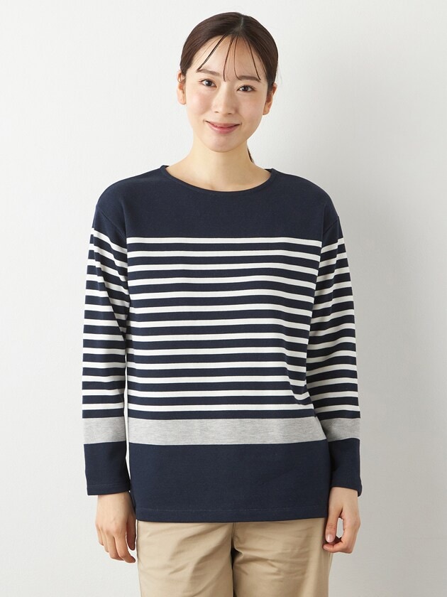 enfold パネルボーダーワイドプルオーバー 裏毛パネルボーダープルオーバー | エレメント オブ シンプルライフ