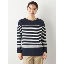 裏毛パネルボーダープルオーバー