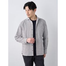 播州生地ウェーブストライプ長袖シャツアウター