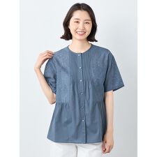 SIMPLE LIFE シンプルライフ リバティ ヘンリーネック 7部袖ブラウス t 