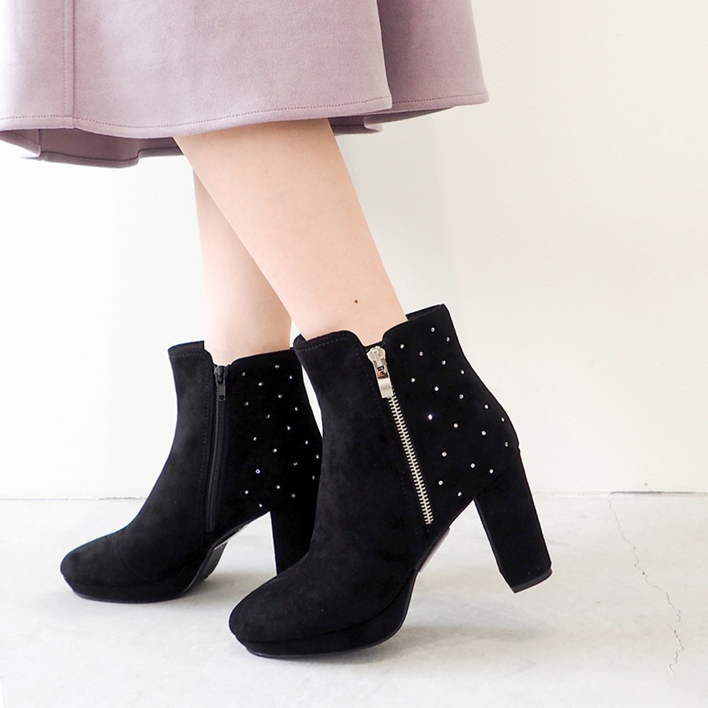 24秋冬新作]厚底ラインストーンブーツ | by あしながおじさん(by