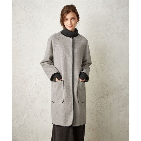 Le souk ブラック ロングコート ウエストリボン付き カシミヤ100% Le 