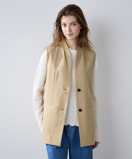 【35%オフ】ルスークホリデー　ベージュ　ジレ　Lサイズ ノーカラージレ | ルスークホリデー(LE SOUK HOLIDAY) | マルイ