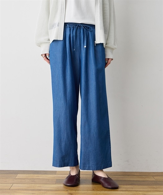 デニムタックワイドパンツ