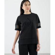 異素材切替えロゴTシャツ