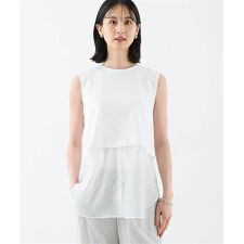 裾シアーノースリーブトップス