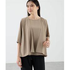 【美モーション】トリアセ風レイヤードデザインブラウス【接触冷感・UVカット】 | エーシーデザインバイアルファキュービック(A/C DESIGN BY ALPHA CUBIC)