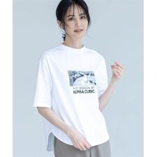 【アルコラージュ】モックネックフォトＴシャツ【接触冷感・UVカット】