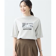 【アルコラージュ】モックネックフォトＴシャツ【接触冷感・UVカット】