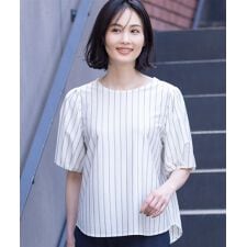 エーシーデザインバイアルファキュービック(A/C DESIGN BY ALPHA CUBIC)のストライプジャガードブラウス
