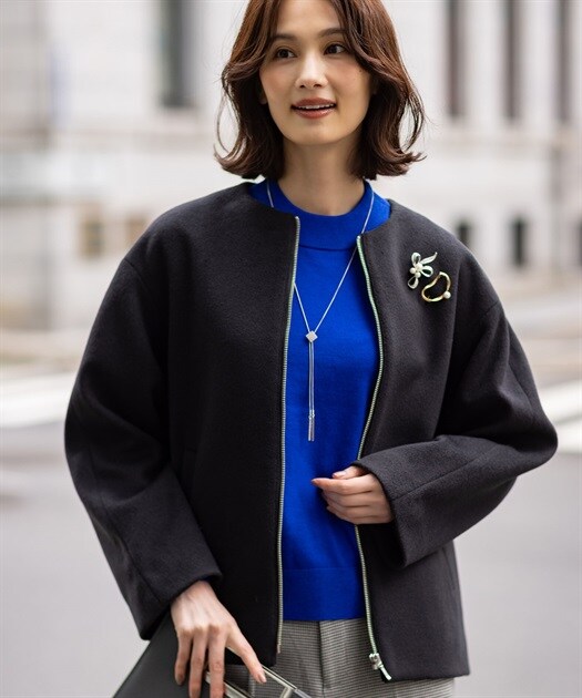 洗える】カシミヤブレンド ジップアップ ニットブルゾン | 23区(23KU