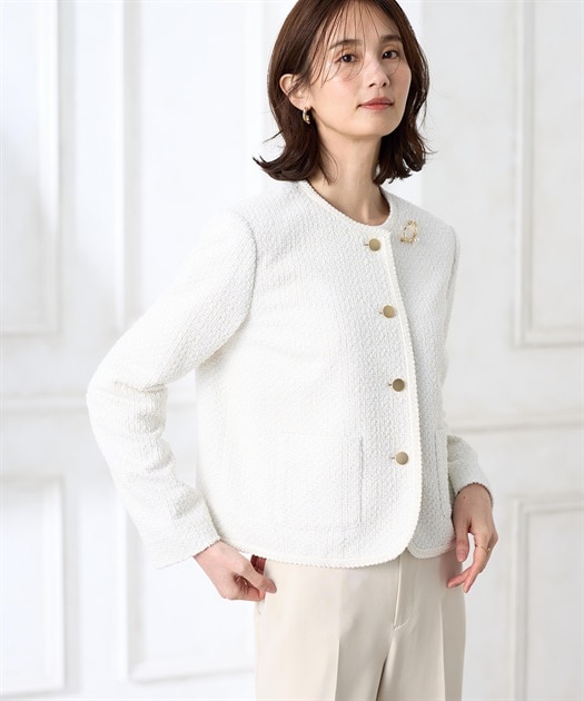 セレモニースーツ】ラメツイード ノーカラージャケット | アンタイトル