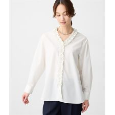 Vネックフリルブラウス