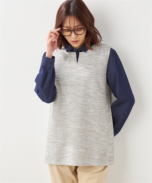 メカニカル Theory 18SS フリンジツイードトップス - カットソー(長袖 