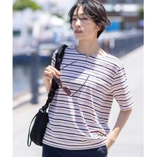 【冷感】【UVカット】ひやさらコットンプレミアムマルチボーダーＴシャツ | デコイ(DECOY)