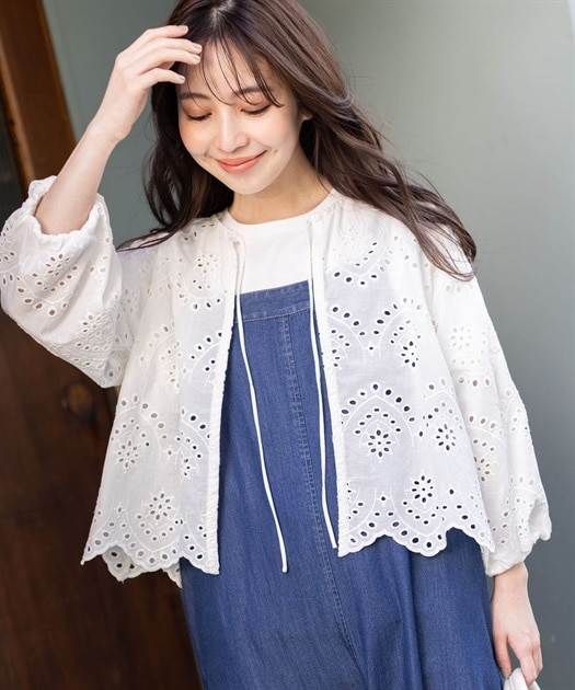 SALE／手洗い可能】涼しげ刺繍レースブラウス | リフレクト