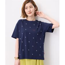 【冷感】【UVカット】リボン刺繍Tシャツ