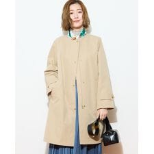 ノーカラーロングコート【はっ水・花粉が落ちやすい】