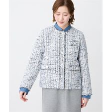 ノーカラーツイードジャケット