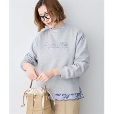 パール付きロゴプリントスウェットプルオーバー