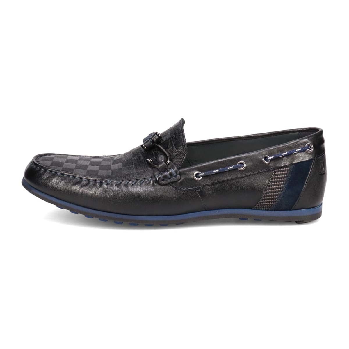 LANVIN en Bleu ブロックチェックエンボスレザードライビングシューズ