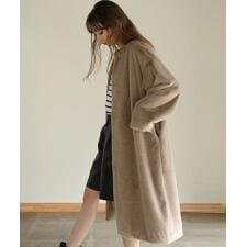 ノーカラーロングコート