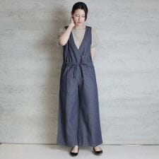 深Vネックデニムコンビネゾン