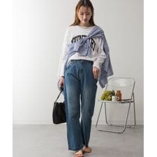 ヴィンテージ風ポケットデニムワイドパンツ