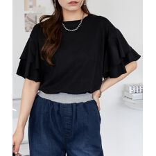 コットンフレア袖Tシャツ