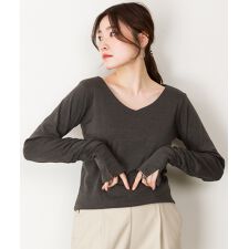指穴付きVネックカットソー