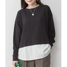 ワッフル裾切り替えロンT