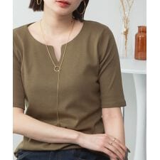 キーネック５分袖Tシャツ