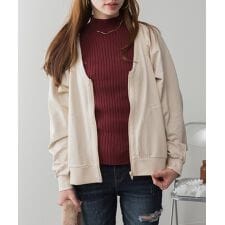 ミニ裏毛Vネックジップカーディガン