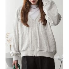 ミニ裏毛Vネックジップカーディガン