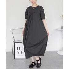 ハーフスリーブバルーンロングワンピース