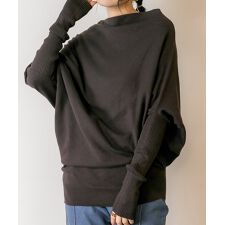 変形ボトルネックニットプルオーバー